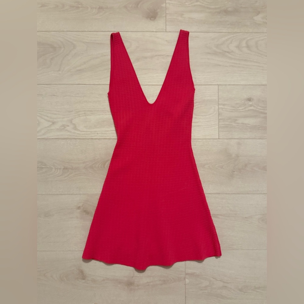 Zara Red A-line V-neck Mini Dress